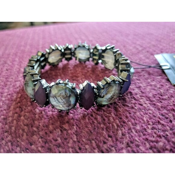 Mixit Stretch Bracelet Purple Silver Beads Jewelry OS Birthstone Fashion Costume - Picture 2 of 15